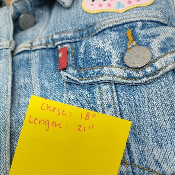 Levi's Distressed Light Fade Wash Button Up Collar Jean Jacket Women's Size M - Picture 8 of 9